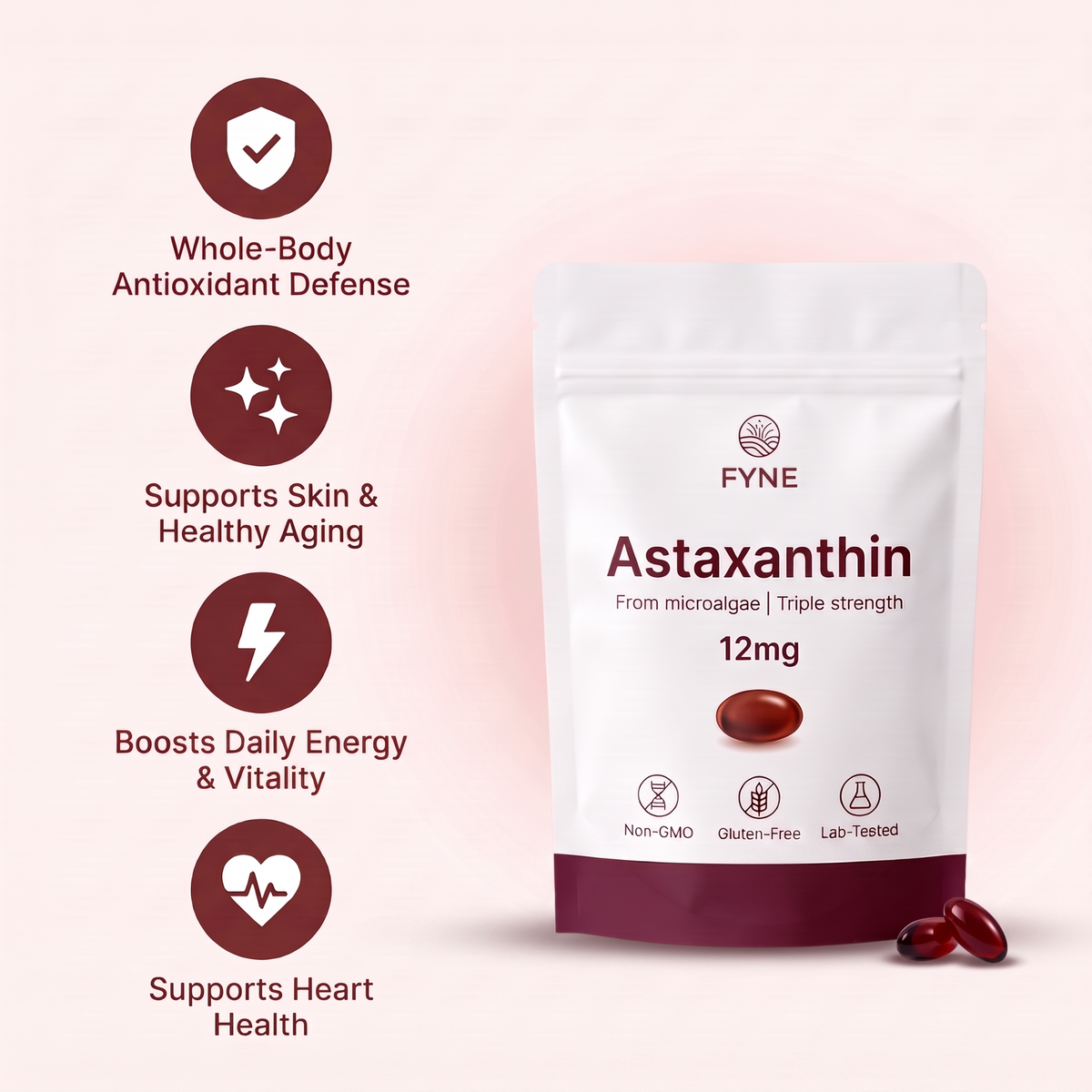 FYNE Astaxanthin - Nature’s Most Powerful Antioxidant for Whole Body Support & Cellular Protection